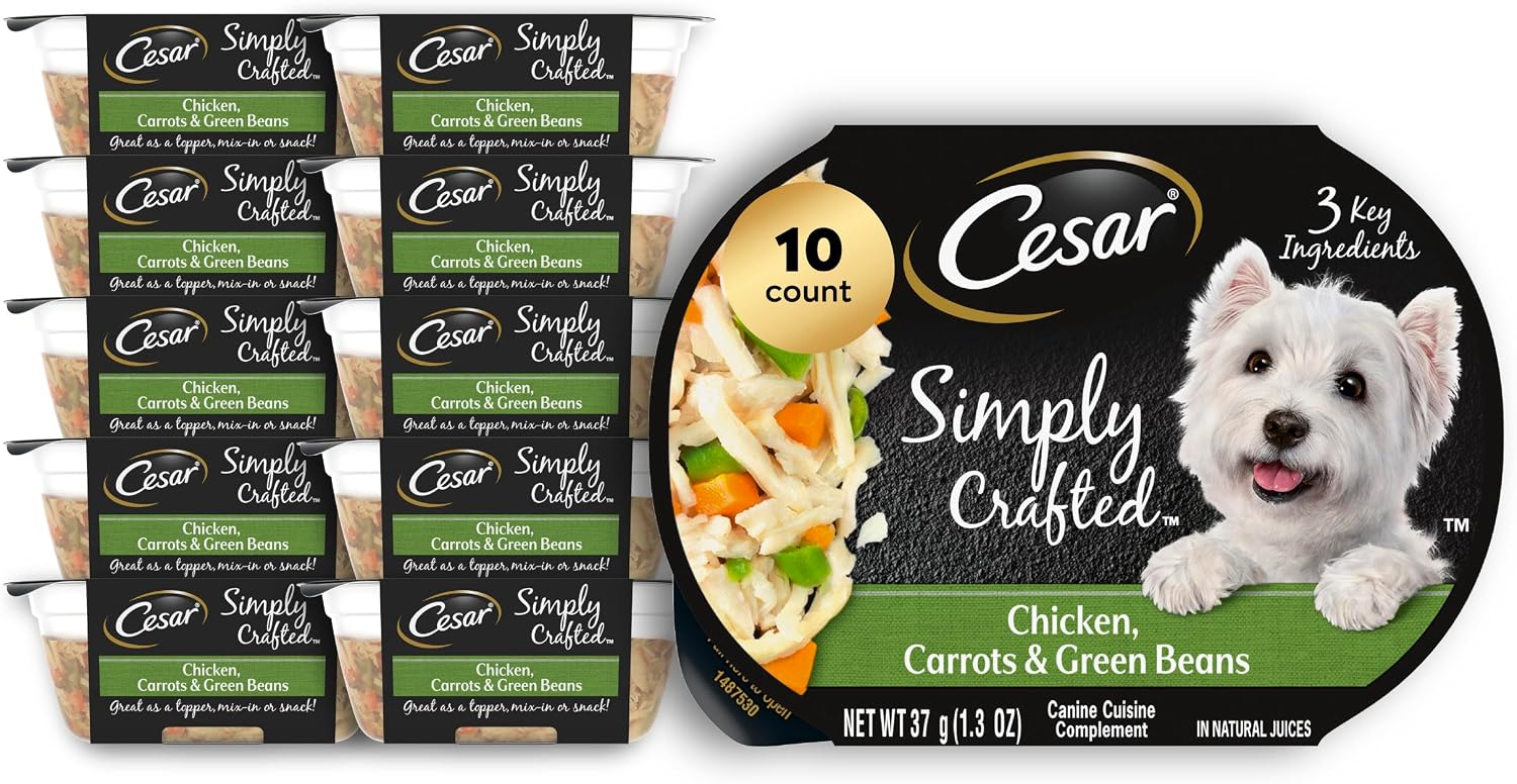 Cesar Simply Crafted Adult Wet Dog Food Toppers for Dry Food, Chicken, 1.3 oz Tubs, 24 Count - Image 14
