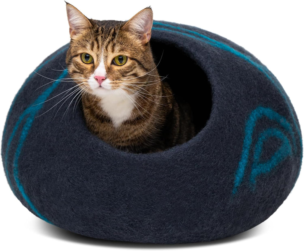Peekaboo Cat Cave Donut - Cat Tunnel Bed for Indoor Cats - Cute Patterns Hideaway for Multiple & Large Cats, Scratch-Resistant (Dark Gray) - Image 12