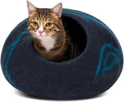 Peekaboo Cat Cave Donut - Cat Tunnel Bed for Indoor Cats - Cute Patterns Hideaway for Multiple & Large Cats, Scratch-Resistant (Dark Gray) - Image 12