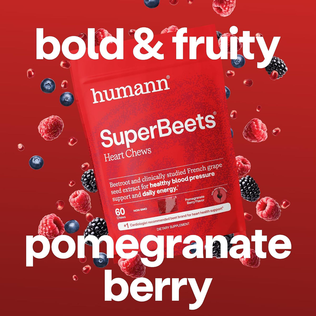 Humann SuperBeets Heart Chews, Pomegranate Berry Flavor, 60 Ct - Image 6
