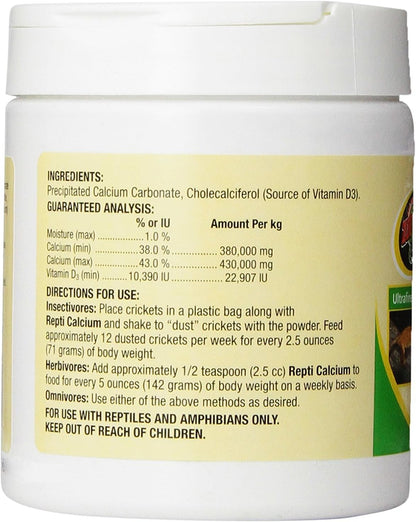 Zoo Med calcium powder supplement for reptile bone health