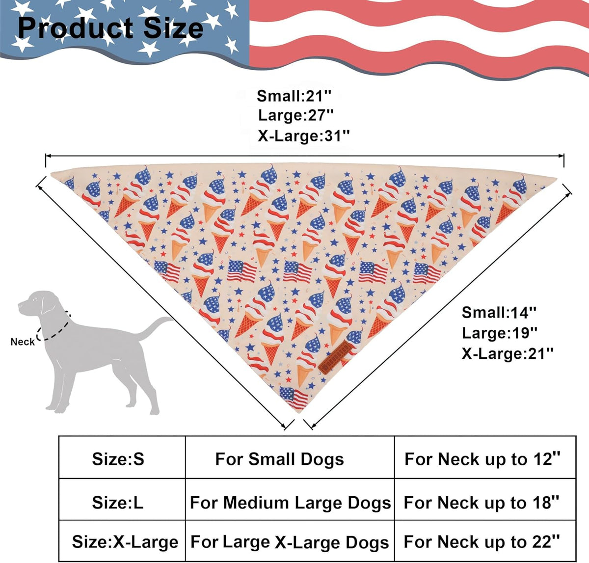 ADOGGYGO patriotic pet neckerchief tied on a large breed dog