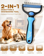 Close up of 9-tooth side of Pet Pro grooming rake for mats