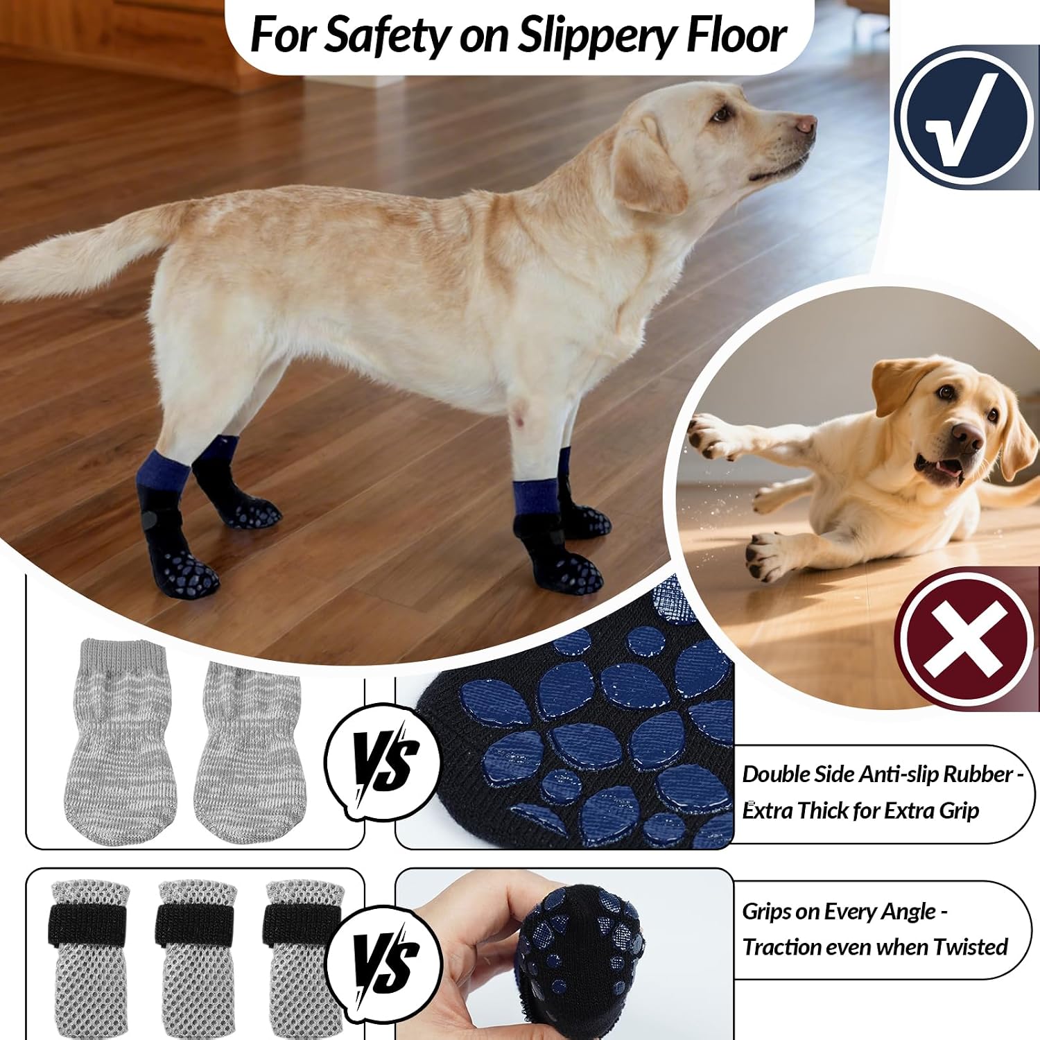 Double-sided silicone dot pattern on pet paw socks
