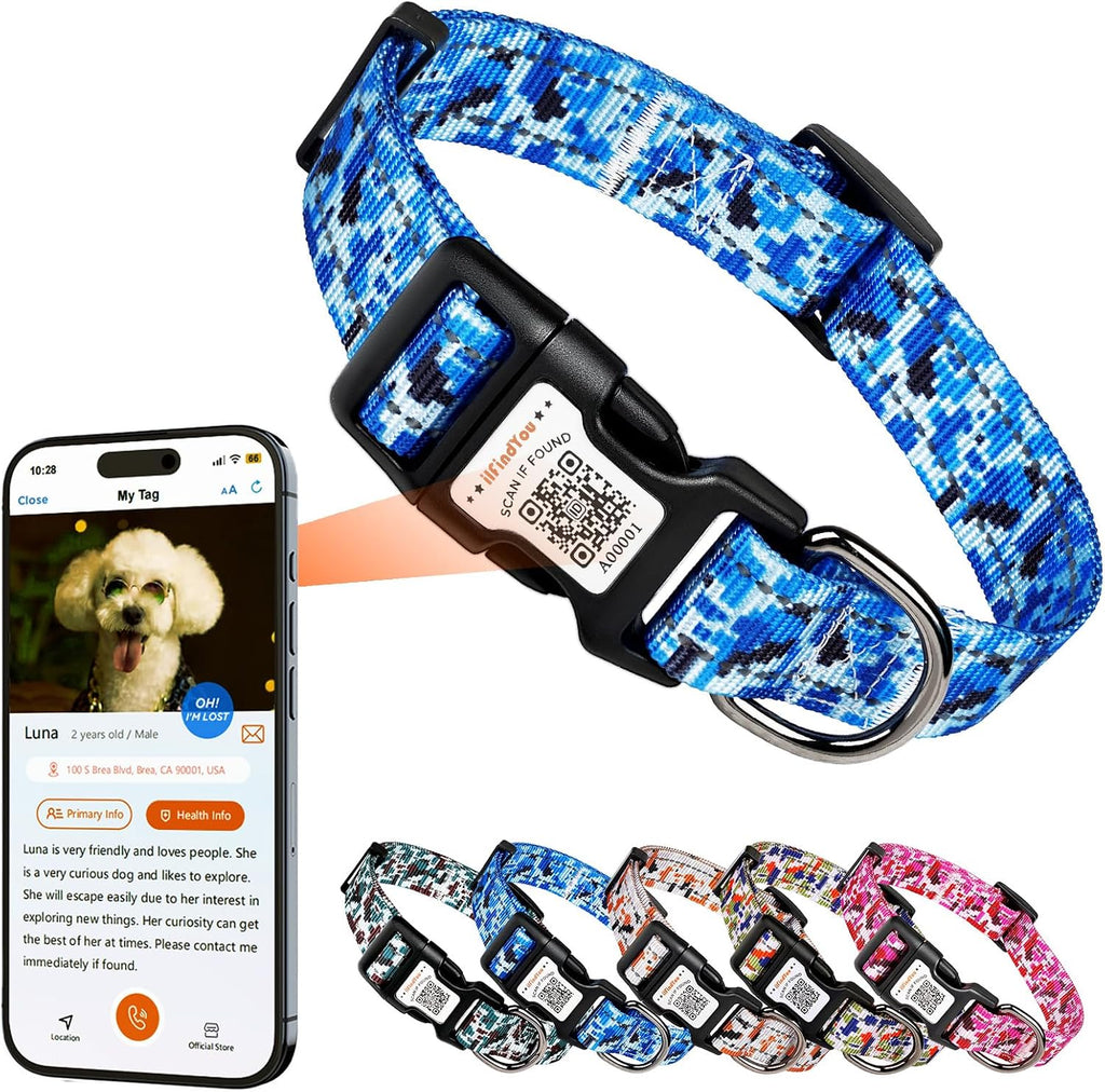 Reflective Dog Collar with QR Code Tag, Personalized Dog Collar, Safety Night Visibility, Anti-Loss Function (Pink-02, Large) - Image 12