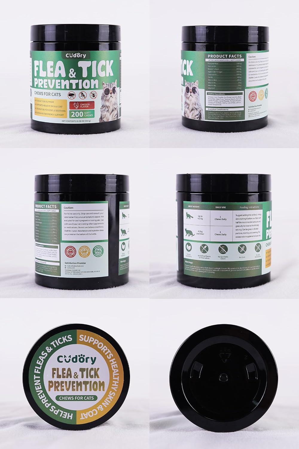 Flea and Tick Chews for Cats - 200 Soft Chews Natural Flea Tick Support for Cat All Breeds & Ages - Nourishes Skin & Coat Health - Energy Support - Chicken Flavor Soft Chew - Image 9