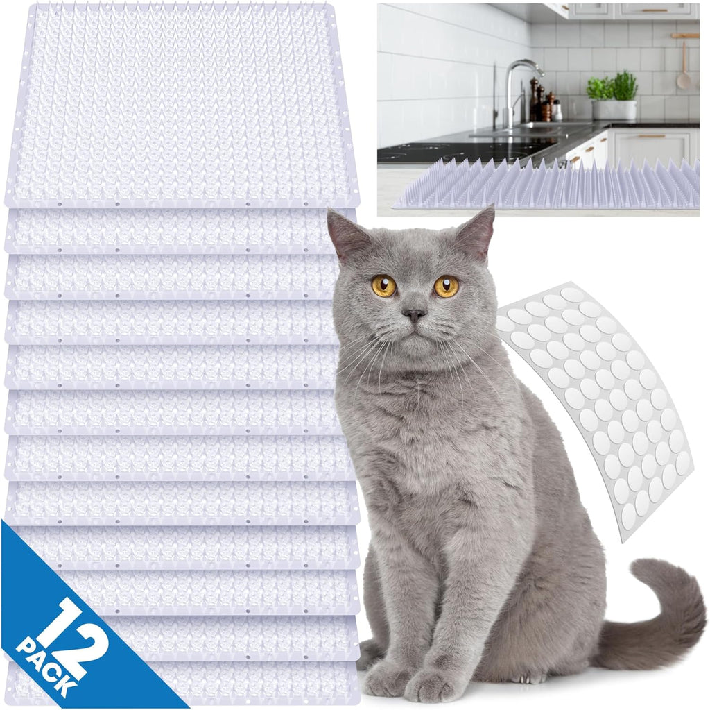 Petfolio Upgraded Scat Mat 12 pack front view of plastic spike sheets