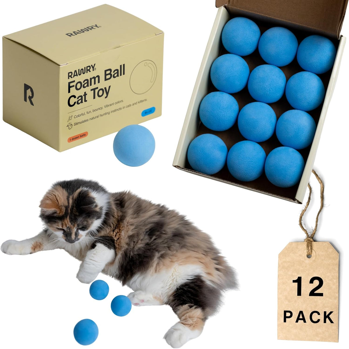 Rawry Foam Ball Cat Toy Set - 12 Lightweight Firm Foam Balls for Indoor Cats & Kittens | Ideal for Batting, Swatting & Chasing | Non-Toxic, Indoor Play | Supervised Use Recommended (12 Pack, Orange) - Image 9