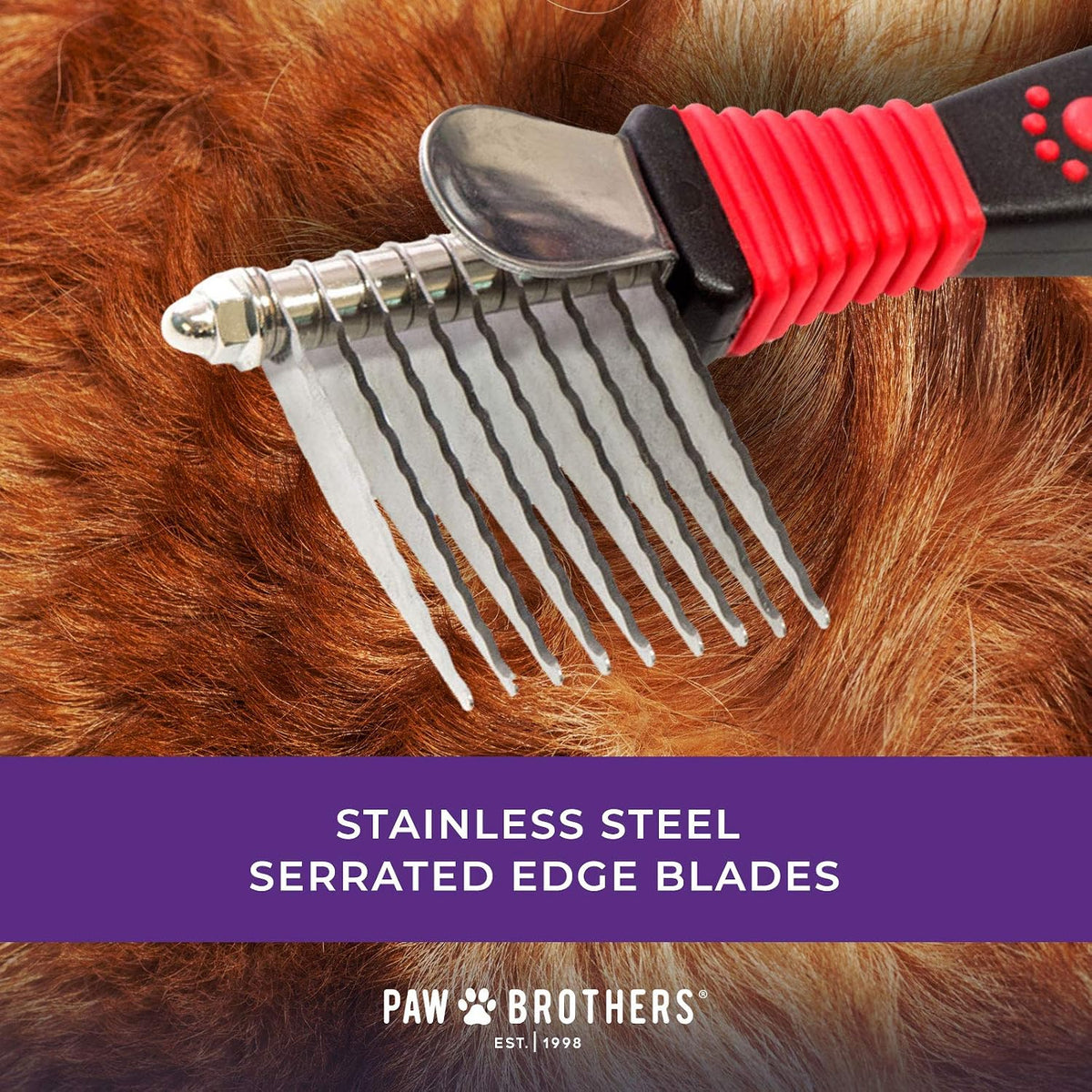 Paw Brothers 9 blade dematting tool held by user