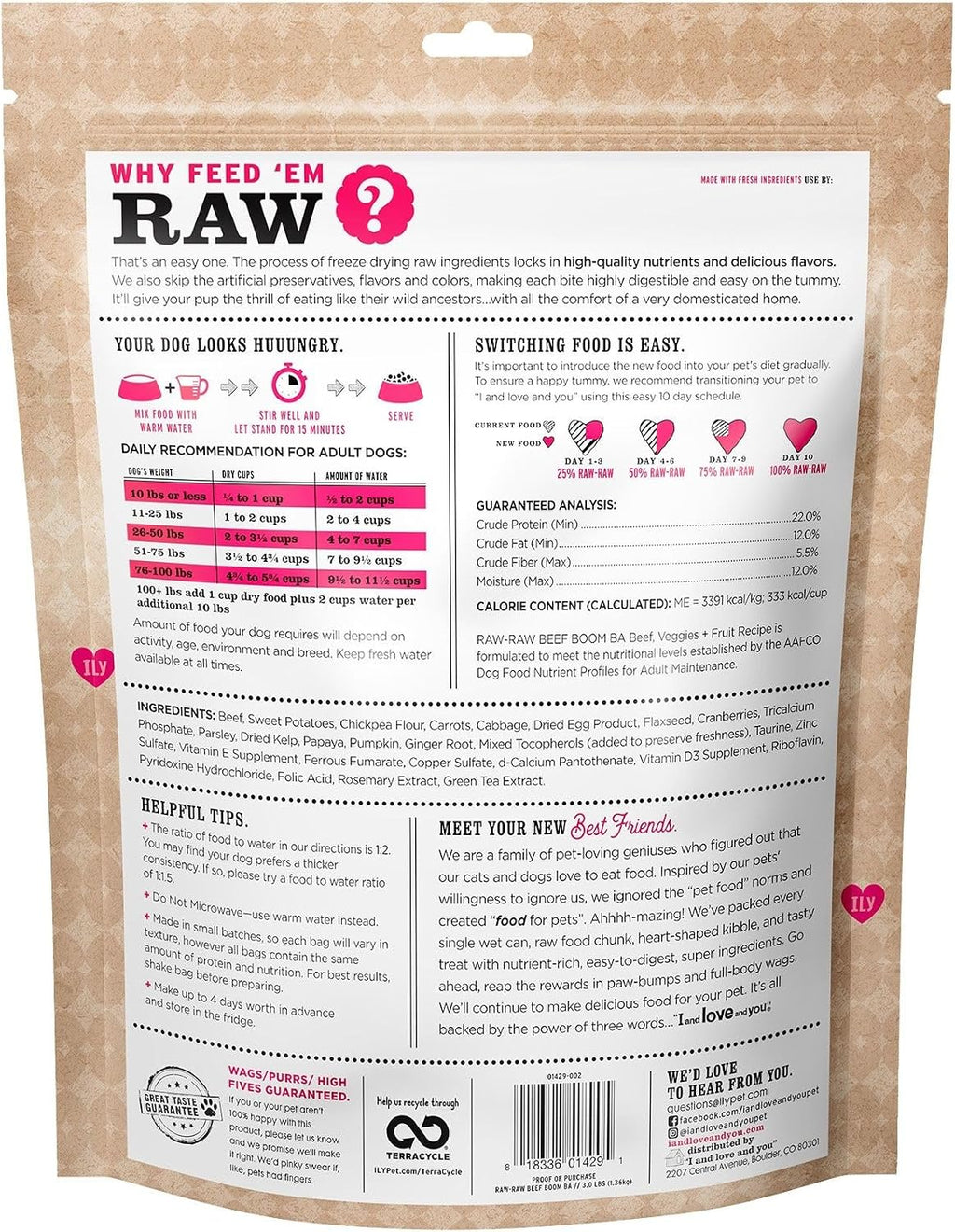 I And Love And You freeze dried raw beef ingredients