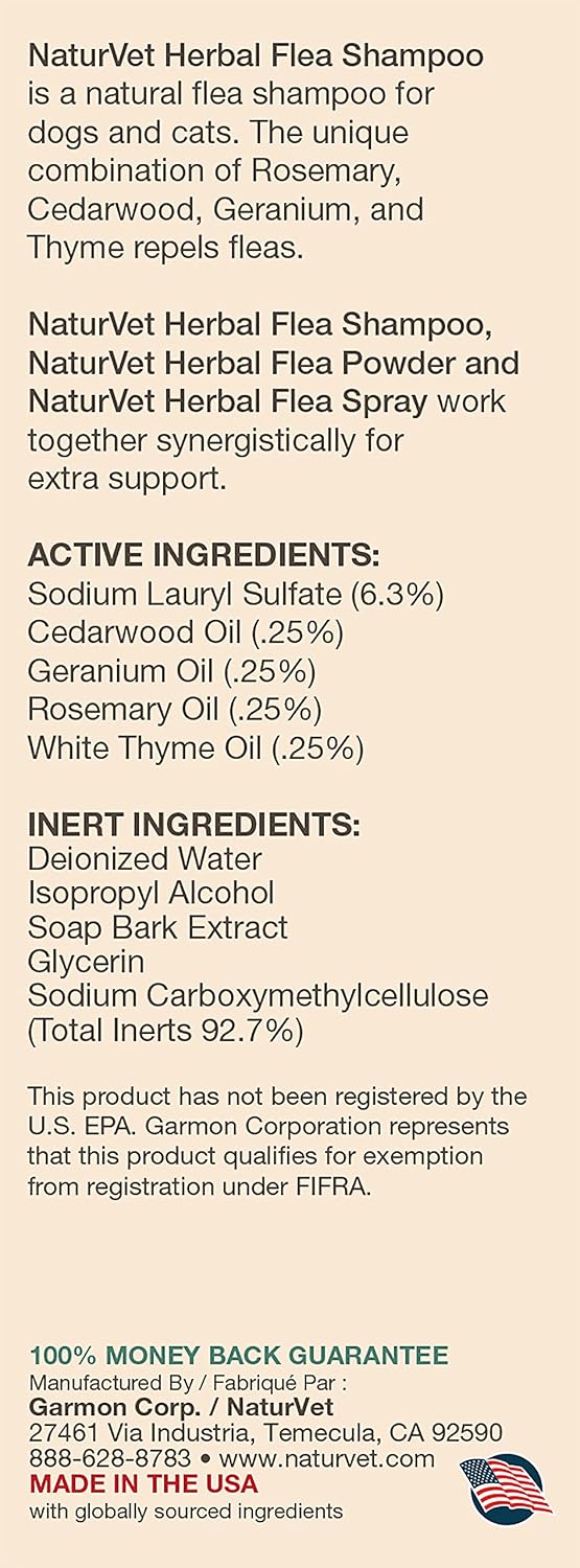 NaturVet Herbal Flea Pet Shampoo with Essential Oils - Helps Against Fleas, Insects - Deodorizing Dog Shampoo - Includes Rosemary, Cedarwood, Geranium, White Thyme Oils - 16 Oz. - Image 9