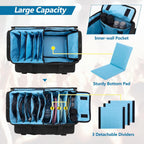 HODRANT travel cable file case open top view displaying customizable compartments and high visibility blue lining.
