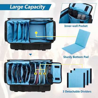 HODRANT travel cable file case open top view displaying customizable compartments and high visibility blue lining.