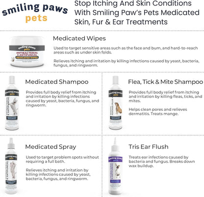 Two pack configuration of Smiling Paws Pets medicated round wipes