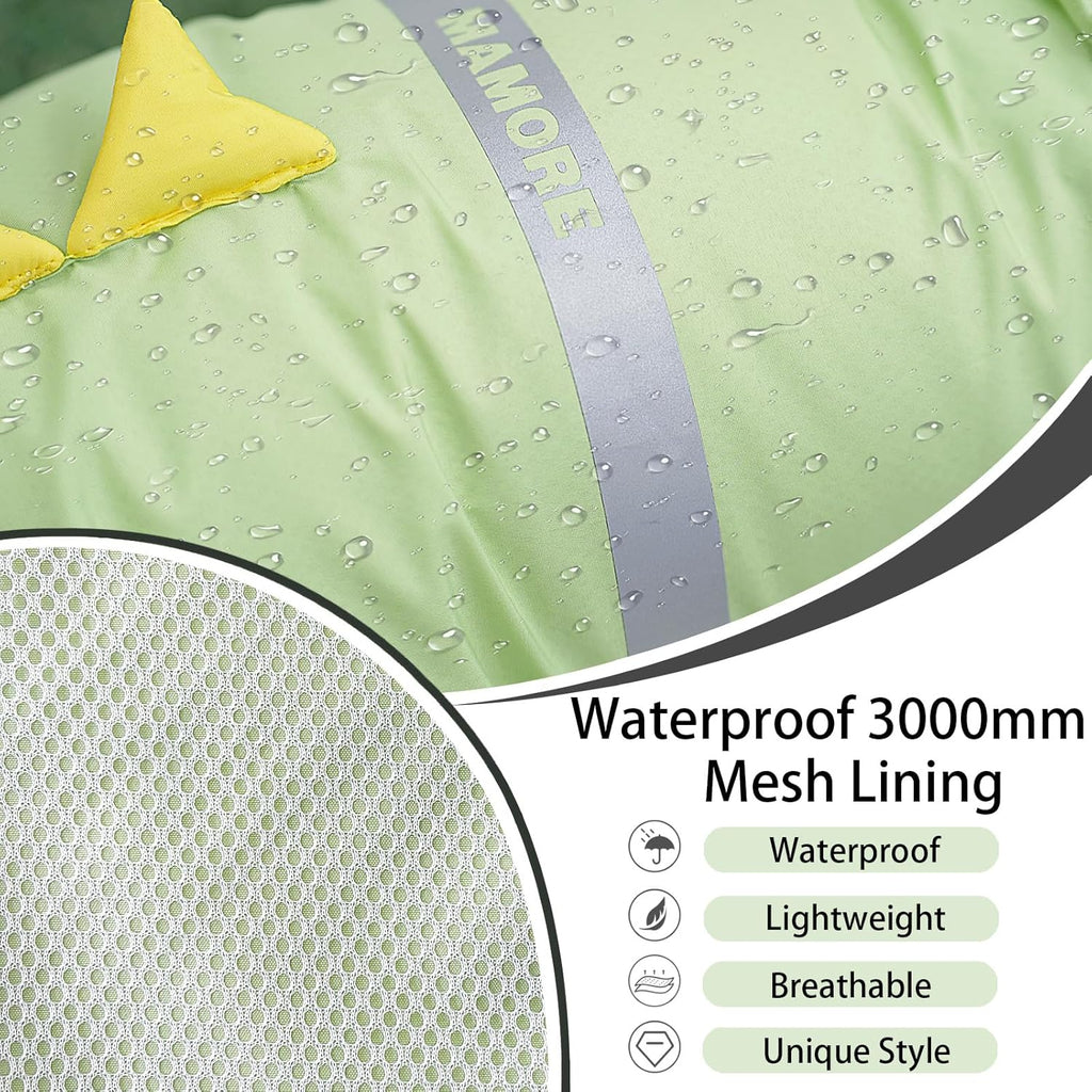 Dinosaur theme pet rain coat with clear hood view