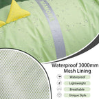 Dinosaur theme pet rain coat with clear hood view