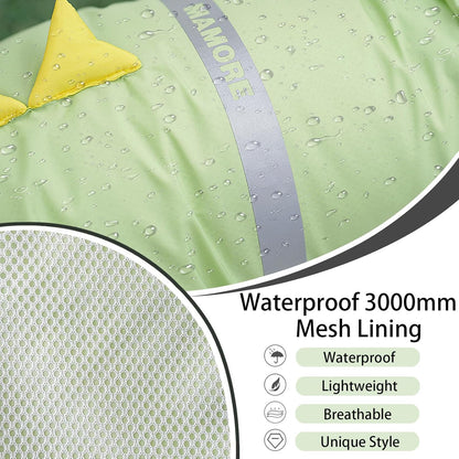 Dinosaur theme pet rain coat with clear hood view