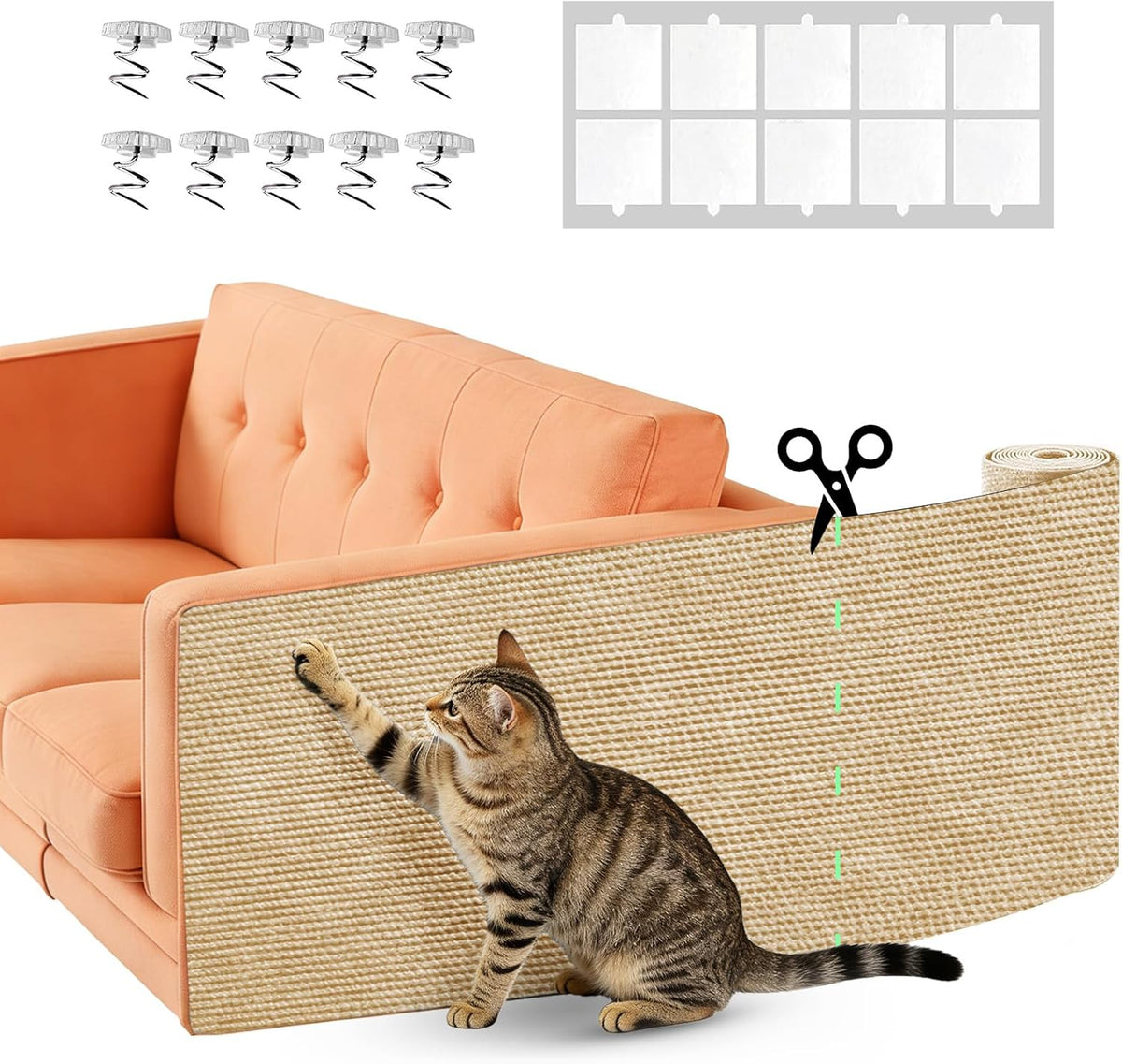 Couch Protector from Cat Claws 78.7" x 15.8" Trimmable DIY Self-Adhesive Cat Scratch Mat for Furniture Couch or Wall Protector, Covering Cat Scratching Post Indoor - Image 9