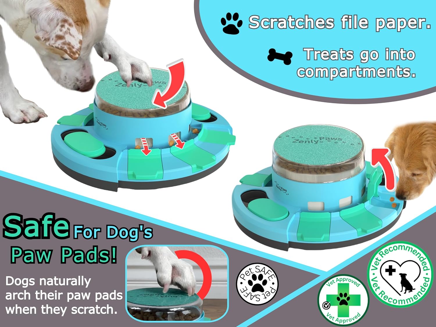 Top view of Zenly Paws nail file surface and treat compartments