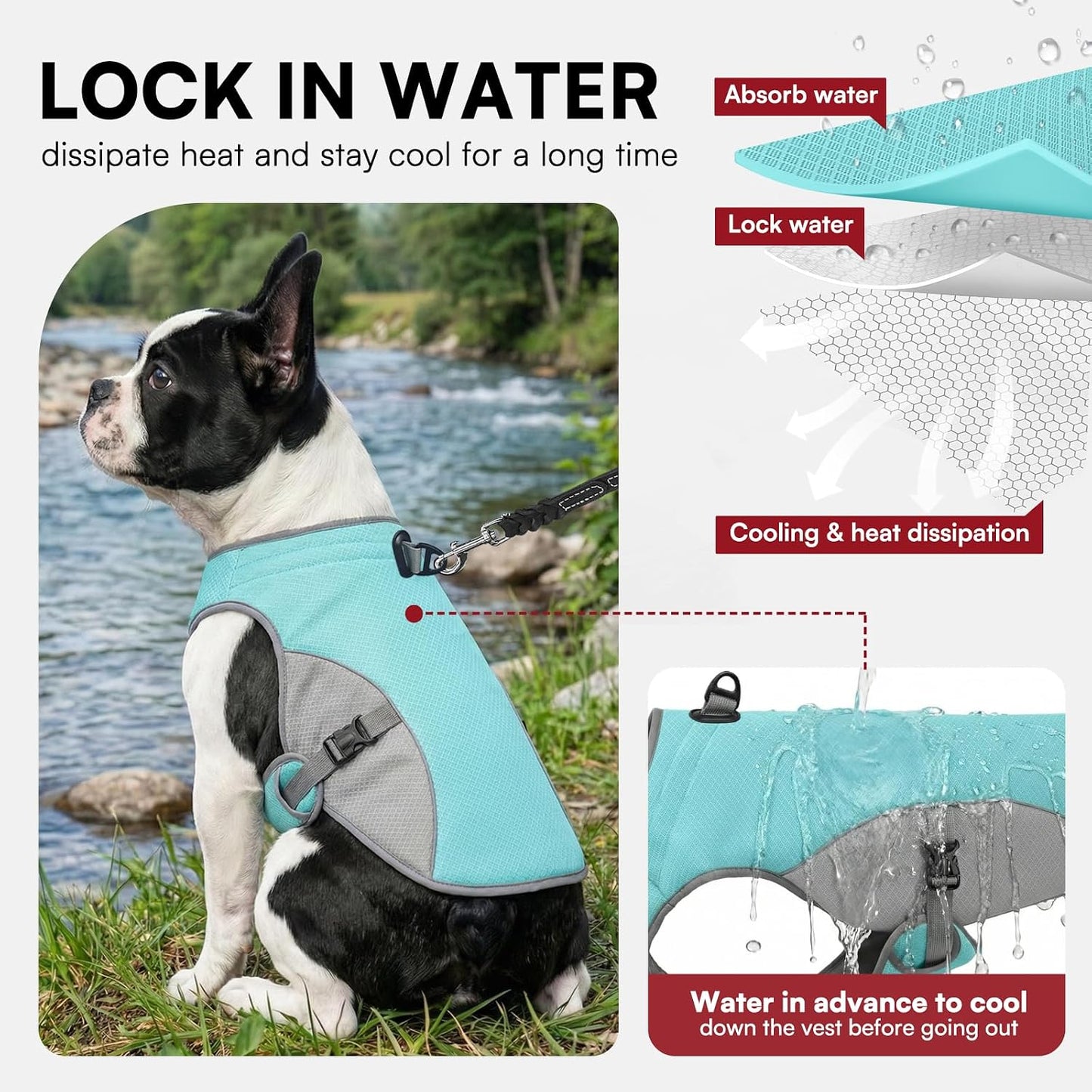 Preferhouse dog cooling jacket mesh fabric texture close up
