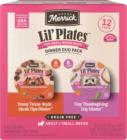 Merrick Lil' Plates Grain Free Dinner Duos Soft Natural Wet Small Dog Food Variety Pack, Beef and Chicken - (Pack of 12) 3.5 lb. Tubs - Image 14