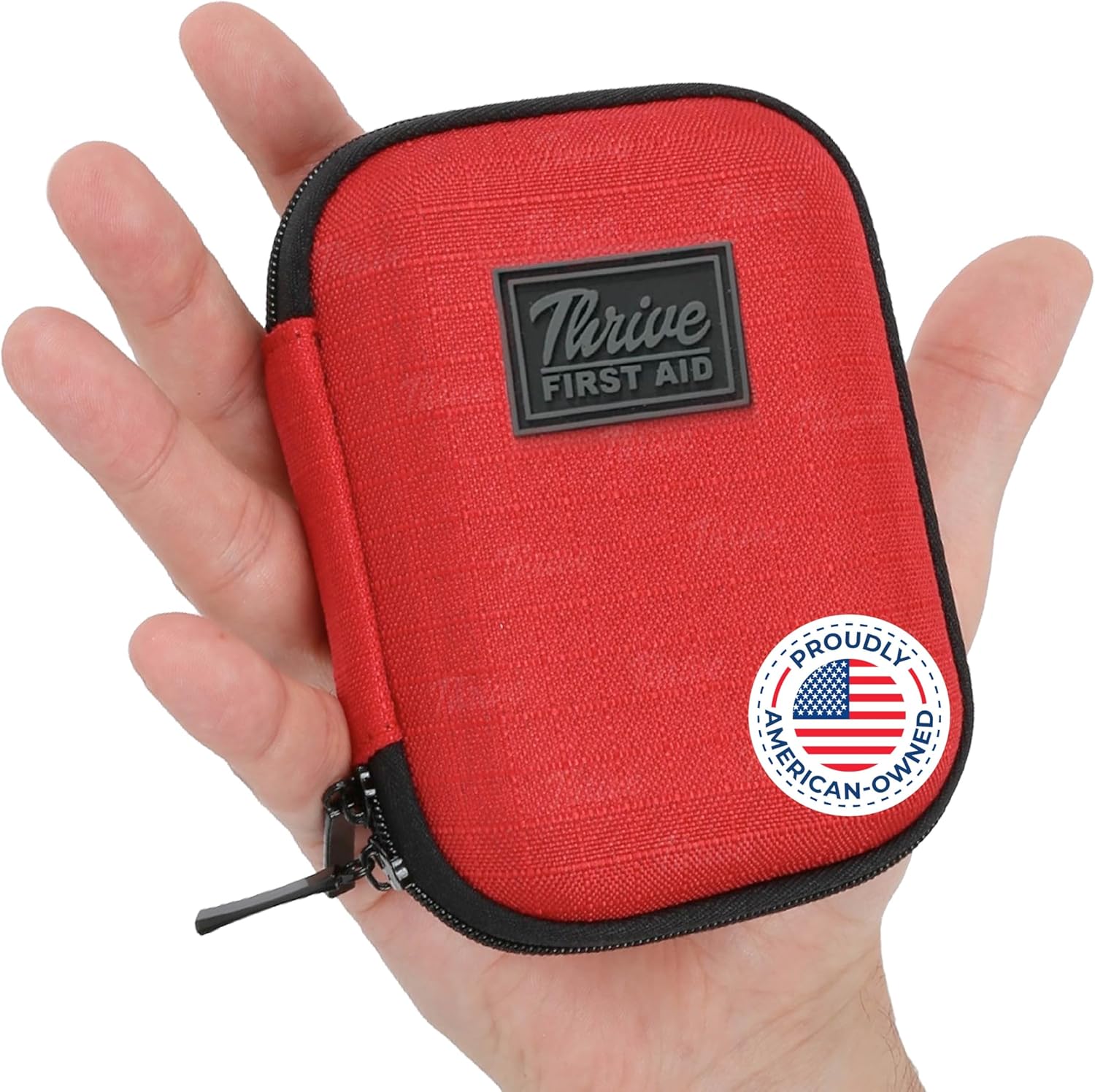 Thrive Mini First Aid Kit front view of red hard shell case