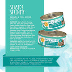 Close up of Soulistic cat food texture showing salmon and tuna flakes in gravy