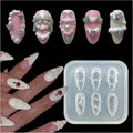 Gehaiwo 3D cake piping nail mold front view showing multiple transparent cavities for Japanese style decoden nail art charms.