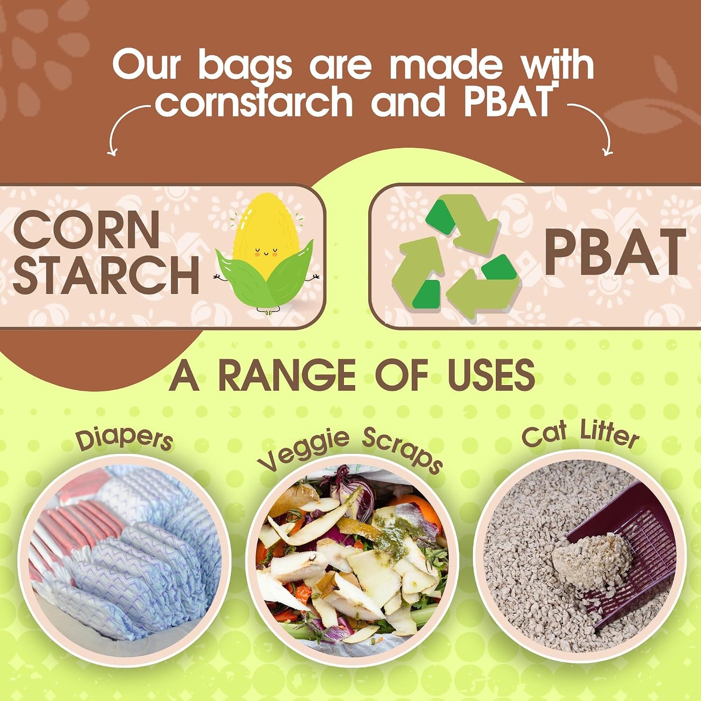 Certified compostable heavy duty dog waste bag flat bottom dimension layout