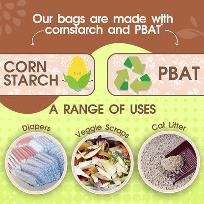 Certified compostable heavy duty dog waste bag flat bottom dimension layout