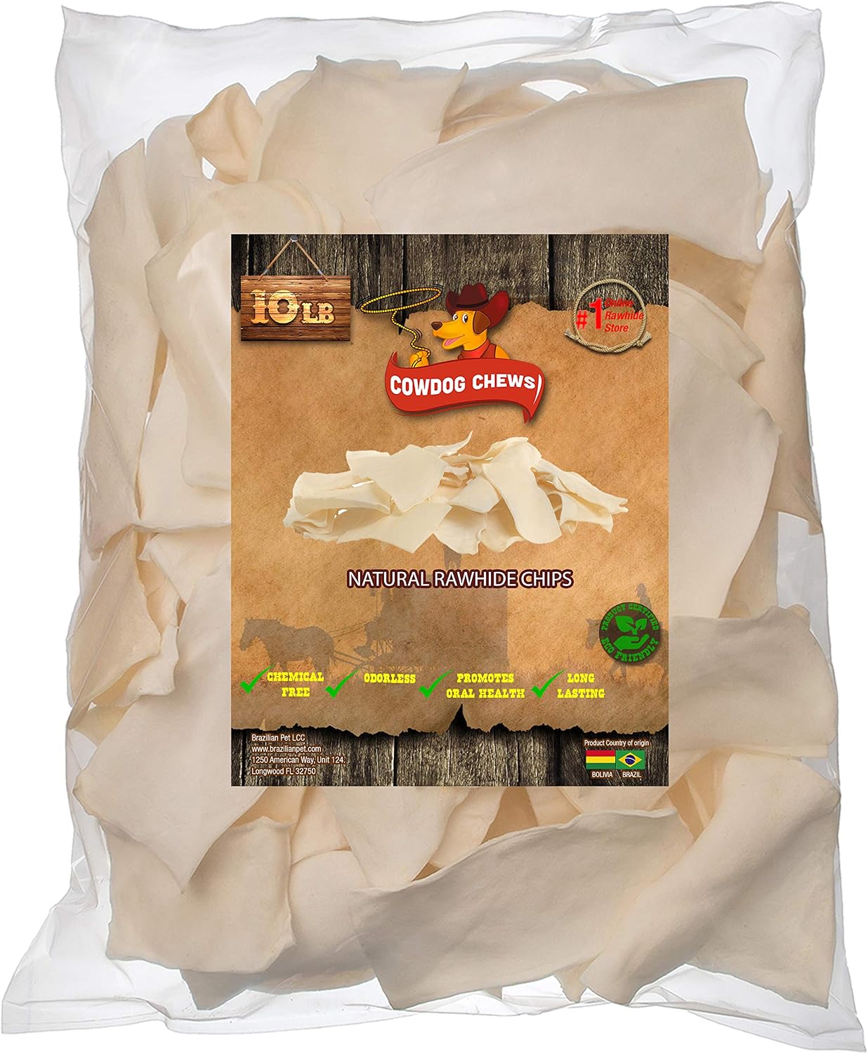 Premium chemical free unbleached rawhide dog chews for moderate to aggressive chewers