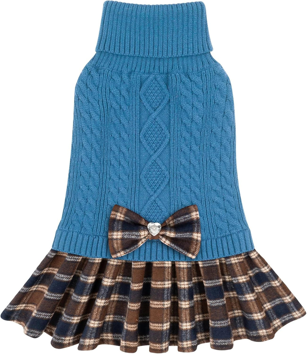 KYEESE Dog Sweater Stretchy Dogs Clothes Soft Turtleneck Pet Sweater Dress Pet Coats with Bowtie Thick Knitwear Warm Pullover Dog Sweaters for Medium Dogs Girl for Cold Weather Winter - Image 12