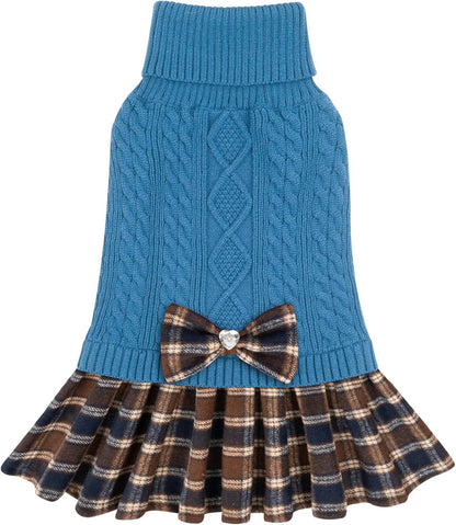 KYEESE Dog Sweater Stretchy Dogs Clothes Soft Turtleneck Pet Sweater Dress Pet Coats with Bowtie Thick Knitwear Warm Pullover Dog Sweaters for Medium Dogs Girl for Cold Weather Winter - Image 12