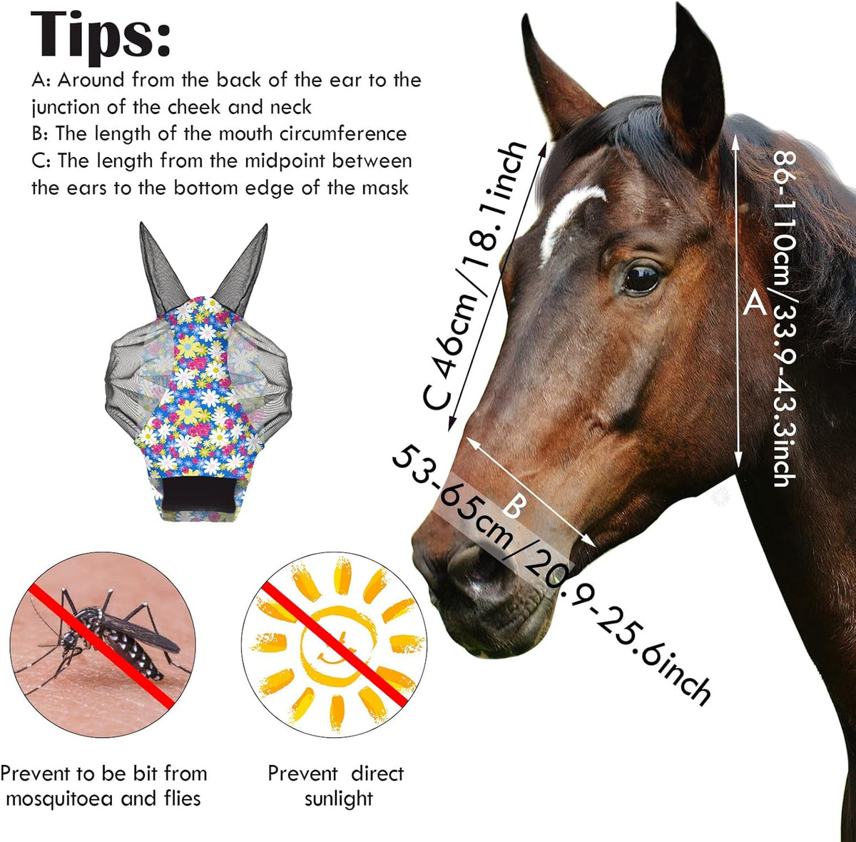 Qualirey horse fly mask showing breathable mesh ear protection