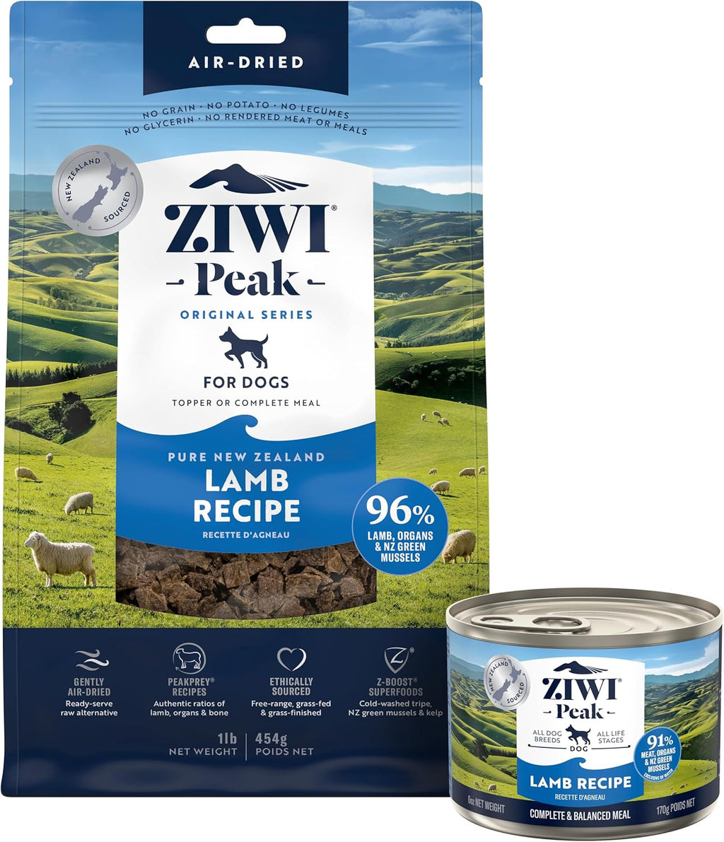 Authentic USA imported ZIWI Peak dog food bundle contents suitable for all life stages.