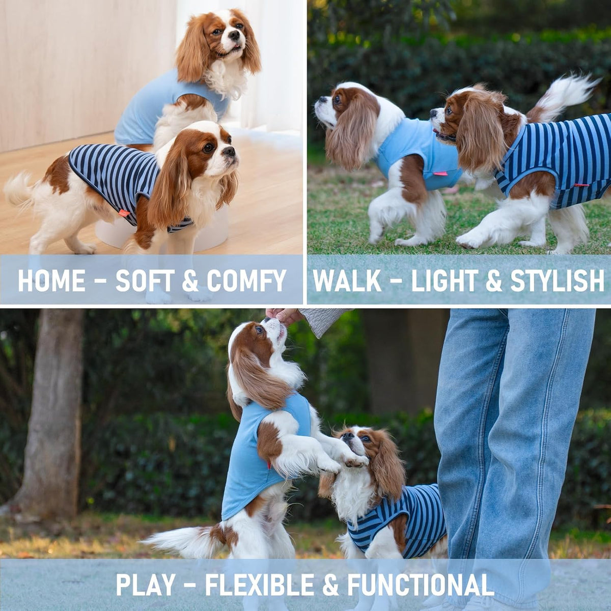 KYEESE 2Pack Dog Shirt, Soft Striped Dogs T Shirts, Lightweight Doggie Tank Top Cat Clothes, Sleeveless Dog Shirt for Small Dogs, Stretchy Pet Vest, Dark Blue, Medium - Image 5