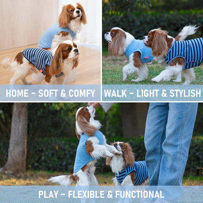 KYEESE 2Pack Dog Shirt, Soft Striped Dogs T Shirts, Lightweight Doggie Tank Top Cat Clothes, Sleeveless Dog Shirt for Small Dogs, Stretchy Pet Vest, Dark Blue, Medium - Image 5