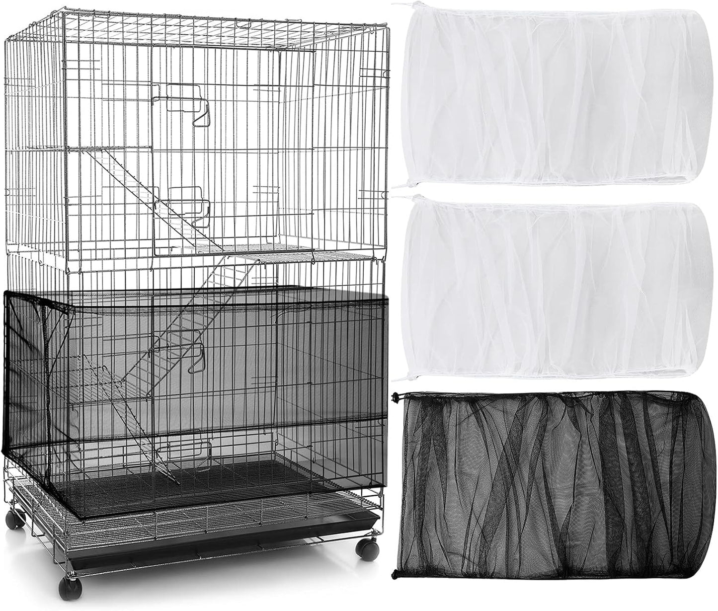 Shappy birdcage accessories package contents containing three mesh covers