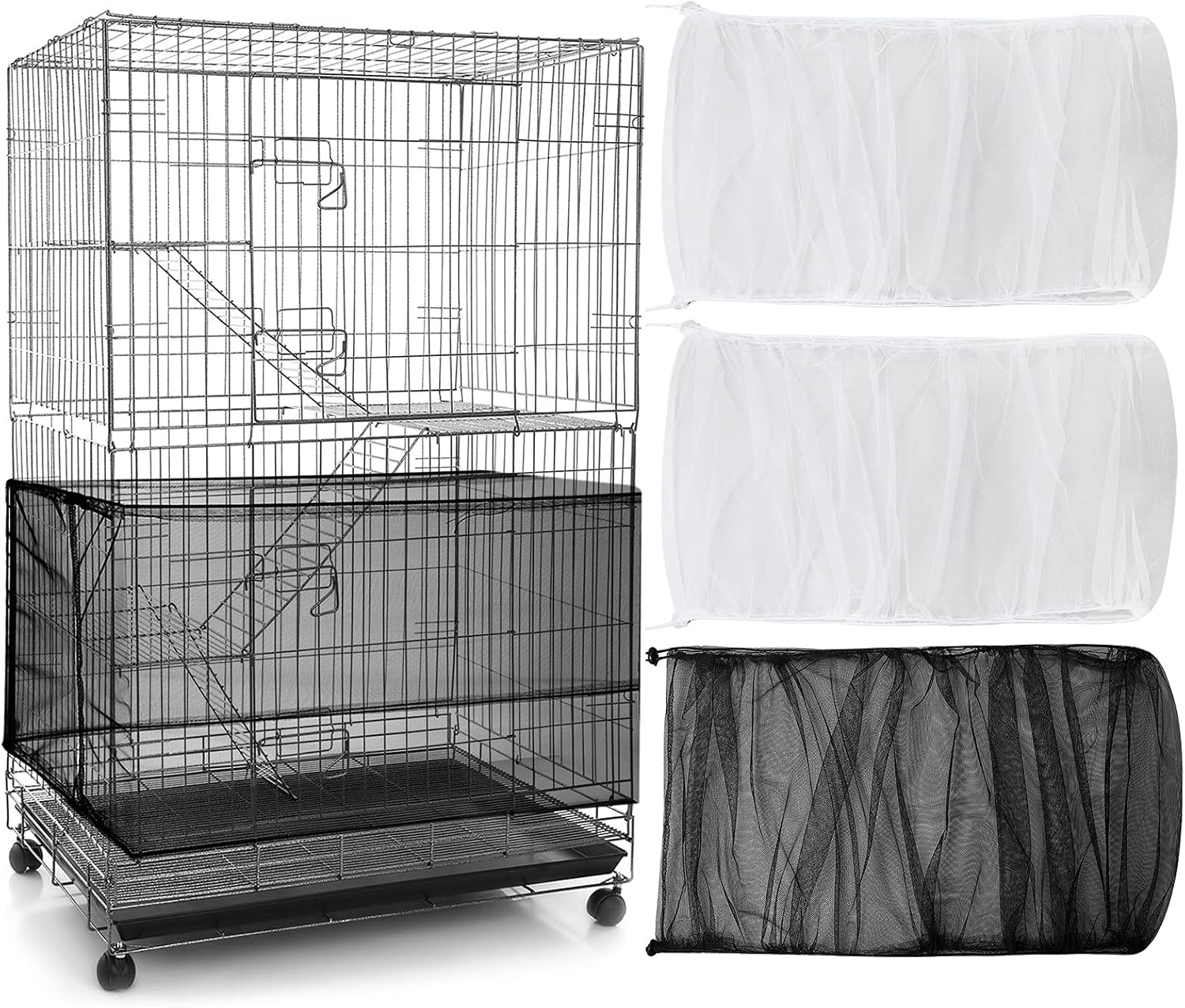 Shappy birdcage accessories package contents containing three mesh covers