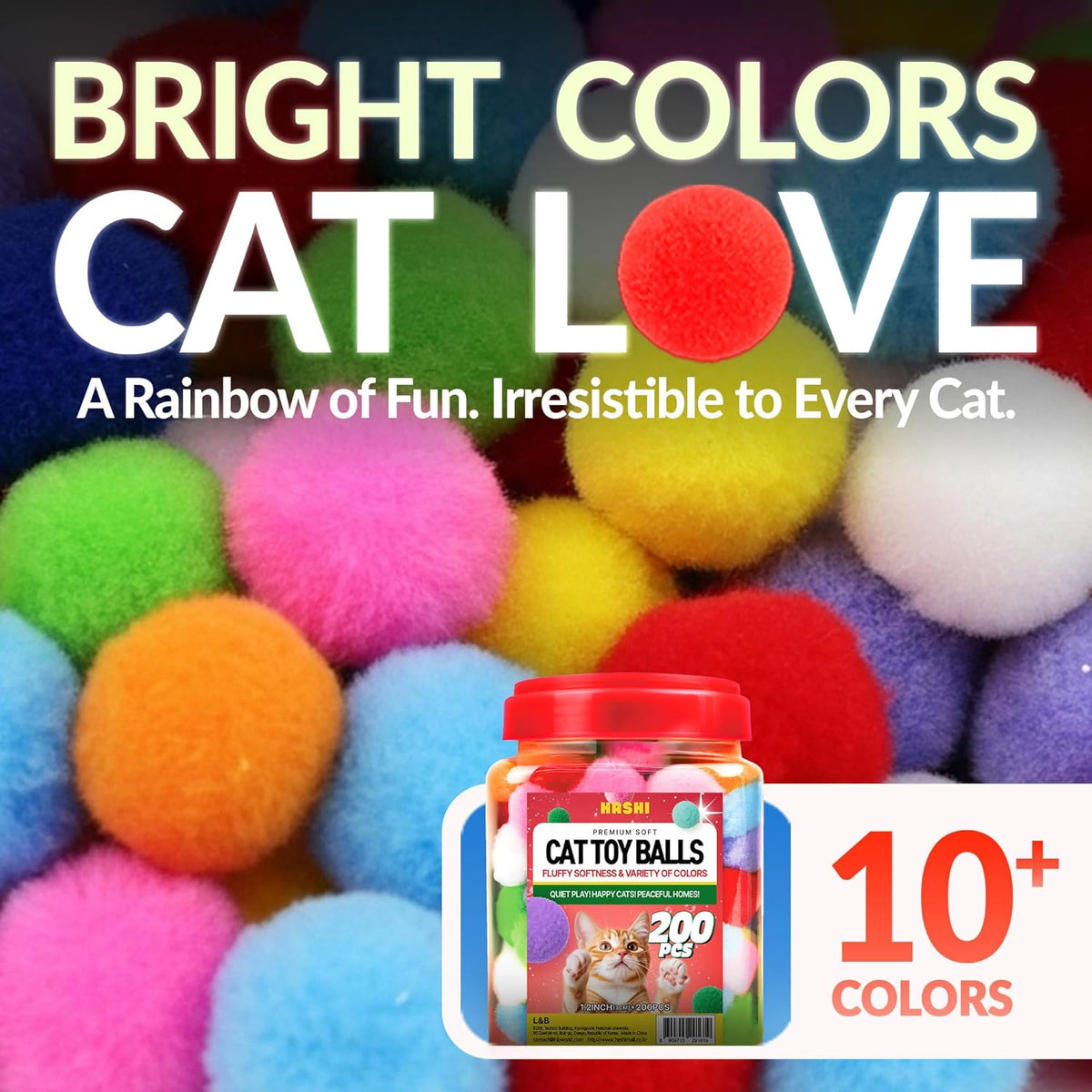 Cat playing with HA SHI soft indoor fetch toy balls