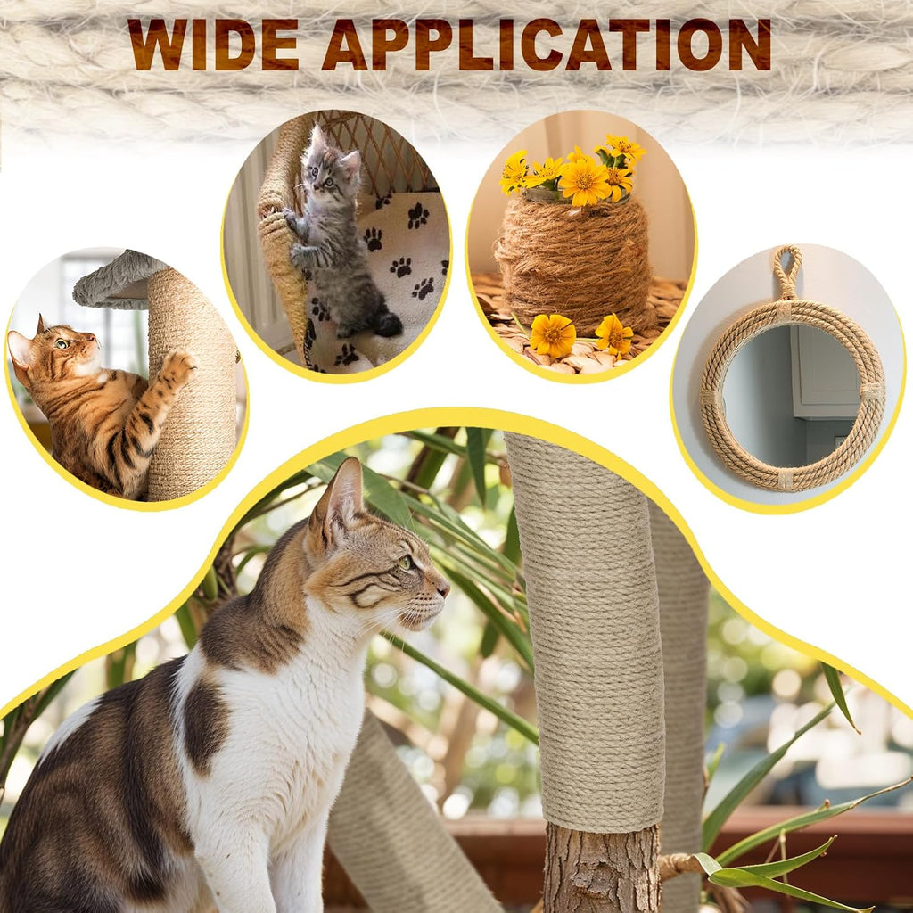 User wrapping sisal rope around a cat scratching post