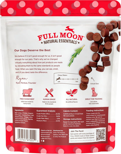 Full Moon natural human grade dog treats premium beef bite sized snacks