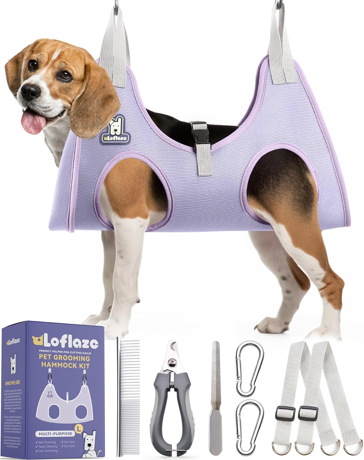 Loflaze Dog Grooming Hammock Harness for Dogs & Cats with Pet Nail Clipper Trimmer - Cat Hanger Sling for Trimming Clipping Nails- Dog Hammock Restraint Bag for Small Medium Large pet Grey S - Image 12