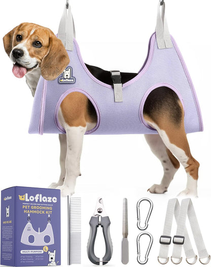 Loflaze Dog Grooming Hammock Harness for Dogs & Cats with Pet Nail Clipper Trimmer - Cat Hanger Sling for Trimming Clipping Nails- Dog Hammock Restraint Bag for Small Medium Large pet Grey S - Image 12