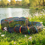LUCKITTY portable cat enclosure package contents including the foldable tent, extension tunnel, and travel bag.