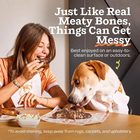 Woof dog chew toy with beef coating texture