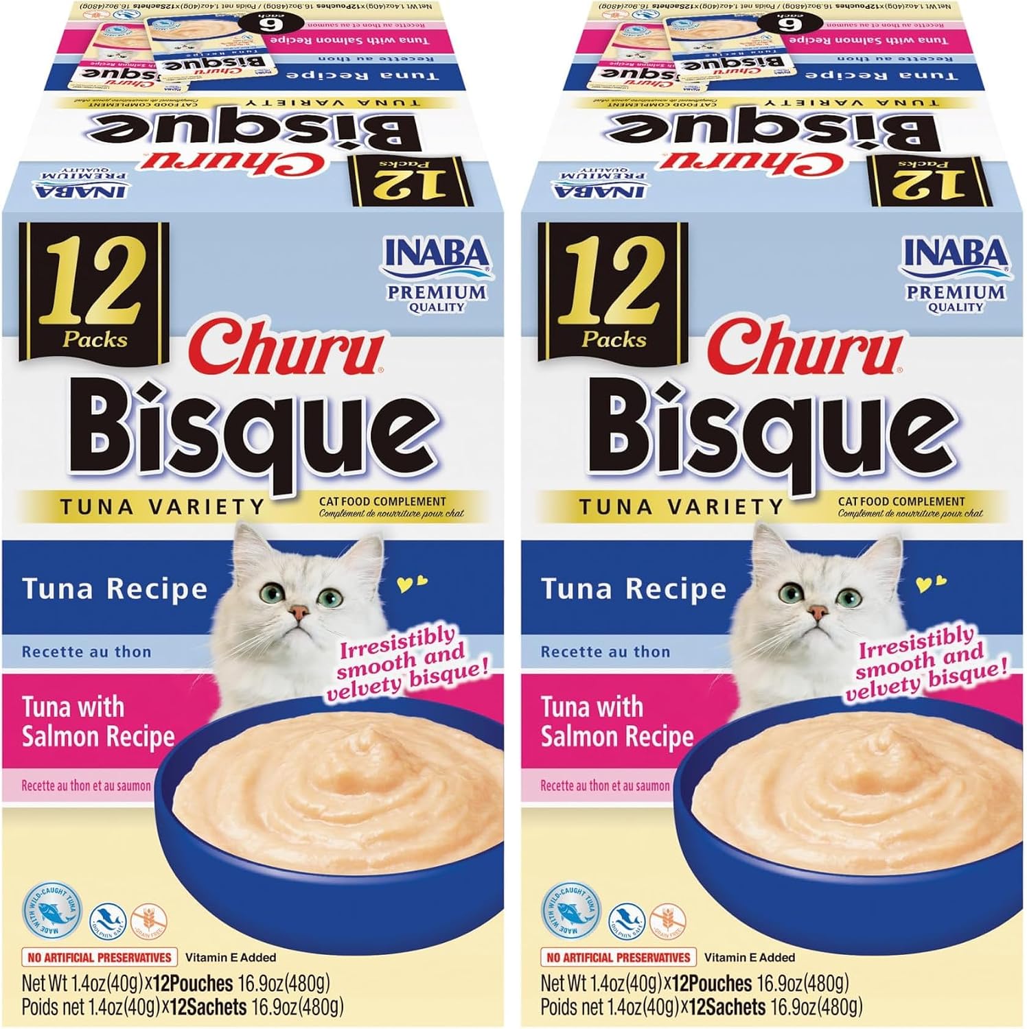 INABA Churu Bisque for Cats, Creamy Lickable Pure Side Dish with Vitamin E, 1.4 Ounces per Pouch, 12 Pouches, Tuna & Chicken Variety - Image 11