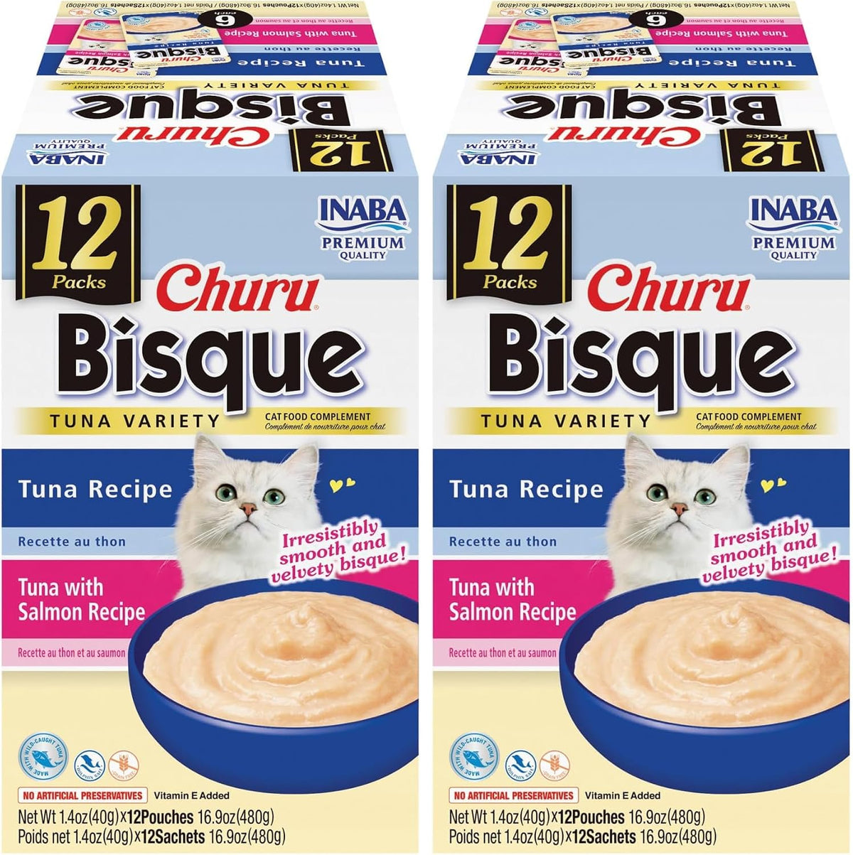INABA Churu Bisque for Cats, Creamy Lickable Pure Side Dish with Vitamin E, 1.4 Ounces per Pouch, 12 Pouches, Tuna & Chicken Variety - Image 11