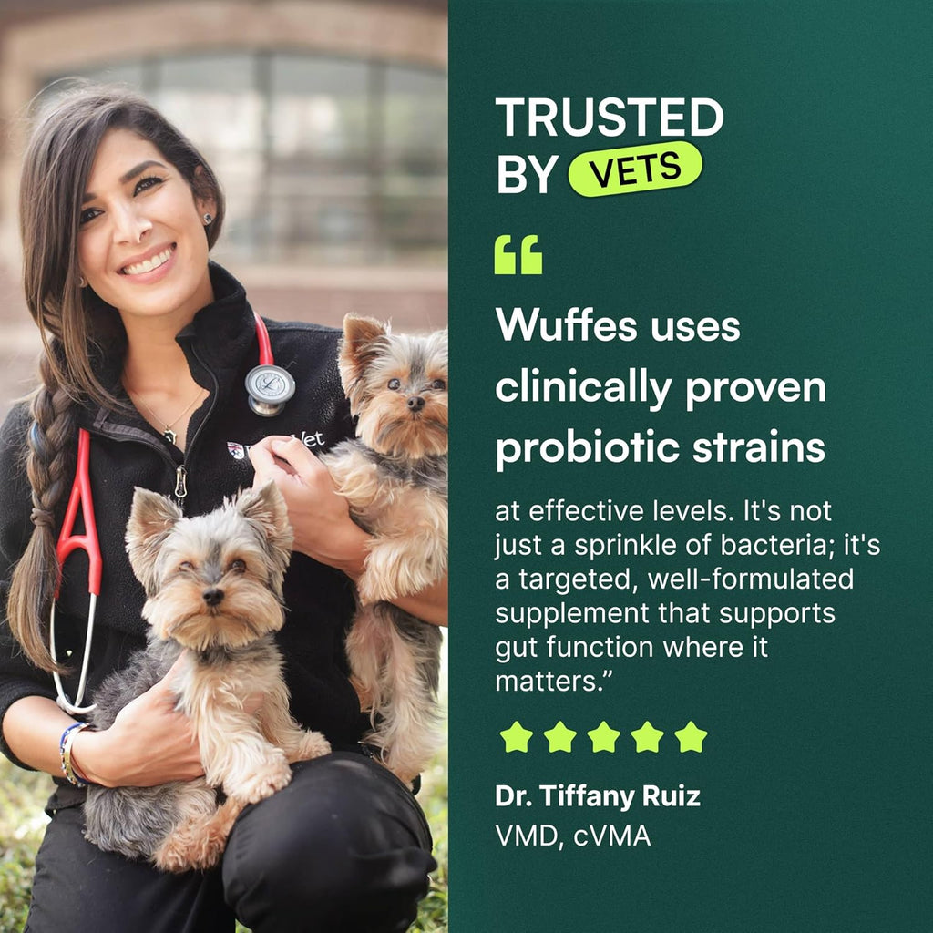 Wuffes USA imported dog health supplement packaging