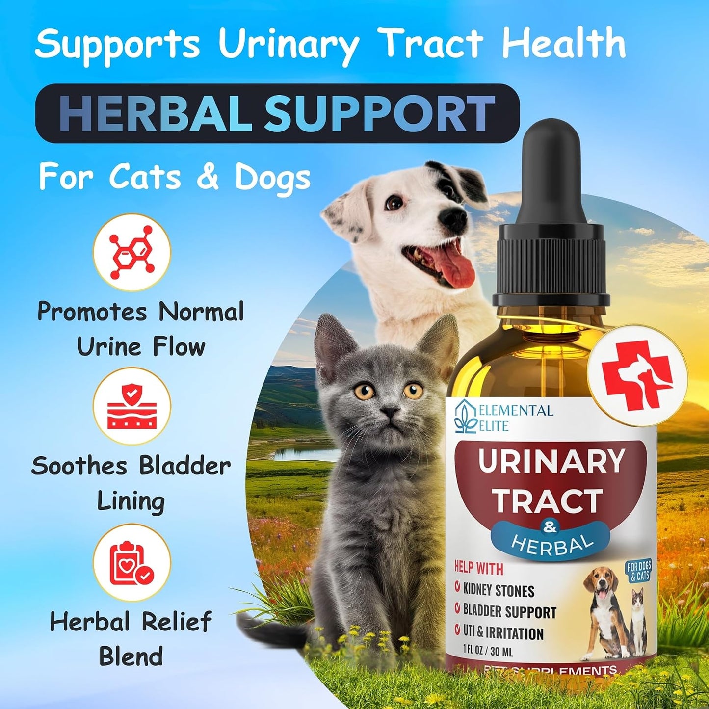 EDUZEBRA herbal UTI support drops showing USA imported packaging details